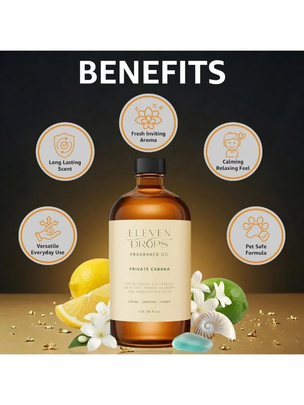 Citrus & Ocean Notes Diffuser Oil - 16 oz Aromatherapy for Home & Spa